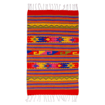 Zapotec wool rug, 'Fiesta in Mitla' (2x3.5) - Handmade Zapotec Wool Area Rug (3.5x2)