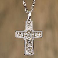 Featured review for Sterling silver cross necklace, Cross of Life