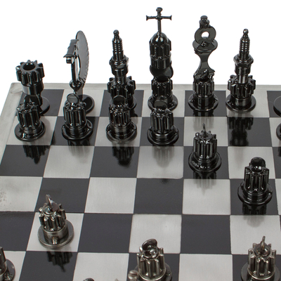 Juego de ajedrez de autopartes - Juego de ajedrez de metal reciclado elaborado artesanalmente en México