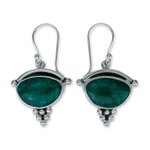 Chrysocolla dangle earrings, 'Taxco Mystique' - Chrysocolla Dangle Earrings 950 Silver Handmade in Mexico