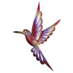 Iron wall sculpture, 'Rosy Hummingbird' (15 inches) - Steel Bird Wall Sculpture (15 Inches)