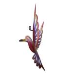 Iron wall sculpture, 'Rosy Hummingbird' (15 inches) - Steel Bird Wall Sculpture (15 Inches)