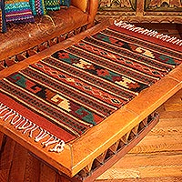 Zapotec wool rug, 'Crimson Sun' (2x3.5) - Geometric Wool Area Rug (2x3.5)