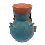 Ceramic vessel, 'God of Rain and Lightning' - Handcrafted Archaeological Ceramic Aztec Sculpture