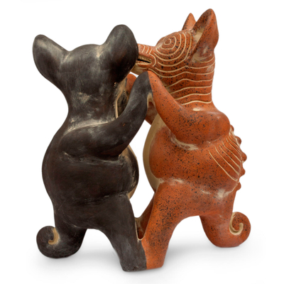 Ceramic figurine, 'Dancing Colima Dogs' - Mexico Pre Hispanic Museum Replica Figurine Crafted by Hand