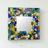 Stained glass mirror, 'Symphony of Color' - Stained glass mirror