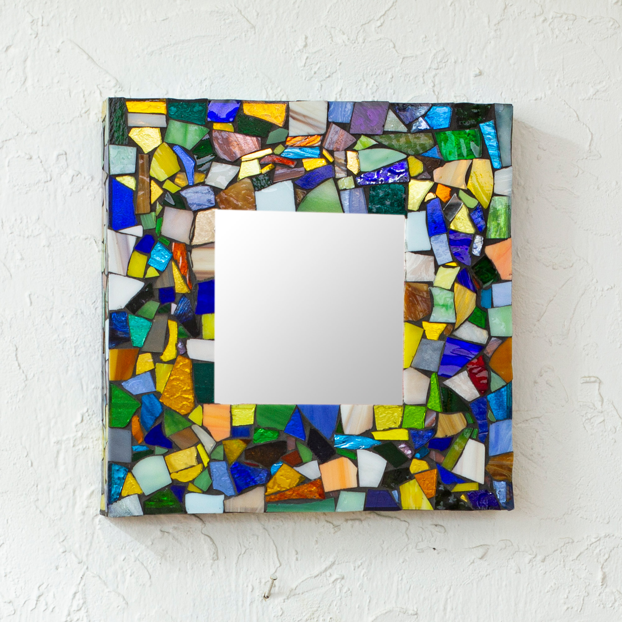 Mesa plegable de mosaico de vidrio tallado inspirada en mandala de México -  Mándala luminosa