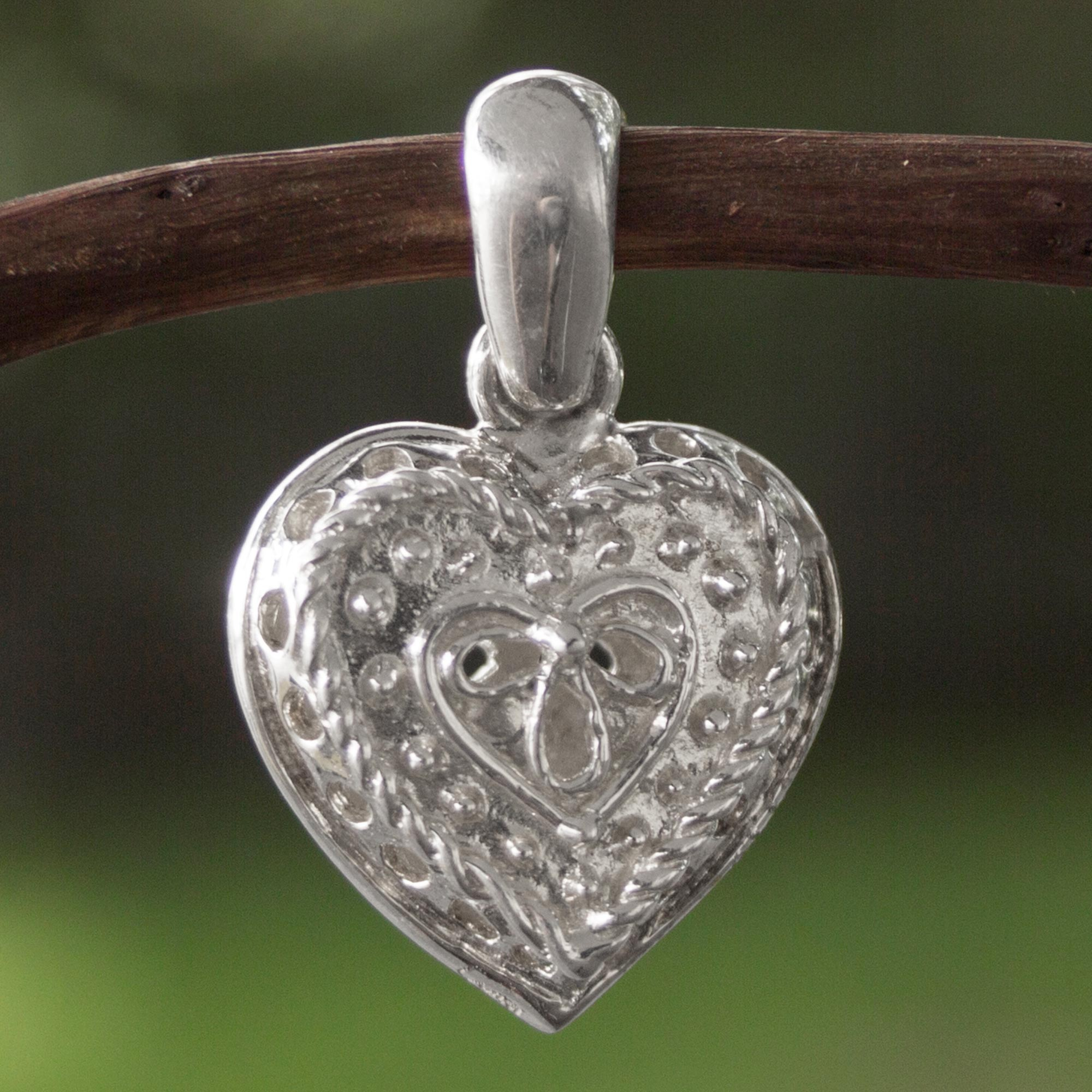 Sterling Silver Heart Pendant - Secret Medieval Heart | NOVICA