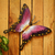 Steel wall art, 'Butterfly Soul' - Handmade Pink Butterfly Steel Wall Sculpture Mexico (image 2) thumbail