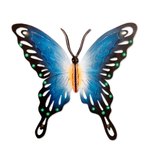 Steel wall art, 'Butterfly Harmony' - Unique Blue Butterfly Steel Wall Sculpture Mexico