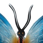 Steel wall art, 'Butterfly Harmony' - Unique Blue Butterfly Steel Wall Sculpture Mexico