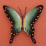 Collectible Green Butterfly Steel Wall Sculpture Mexico, 'Soul of Fortune'