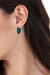 Chrysocolla button earrings, 'Allure' - Taxco Fine Silver and Chrysocolla Earrings