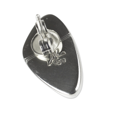 Obsidian button earrings, 'Allure' - Unique Taxco Silver and Obsidian Button Earrings