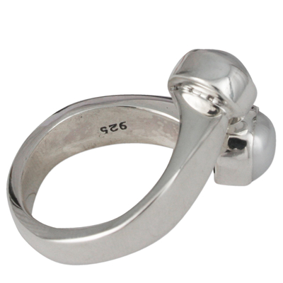 Perlenwickelring - Handgefertigter Taxco-Ring aus Silber und Perlen