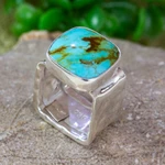Turquoise cocktail ring, 'Always Azure' - Taxco Silver and Natural Turquoise Cocktail Ring