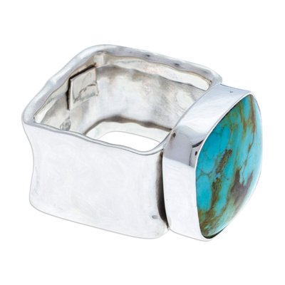 Turquoise cocktail ring, 'Always Azure' - Taxco Silver and Natural Turquoise Cocktail Ring