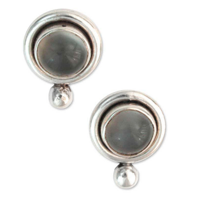 Moonstone button earrings