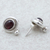 Garnet button earrings, 'True Love' - Handmade Sterling Silver Garnet Button Earrings thumbail