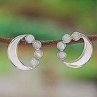 Moonstone button earrings, 'Mexico Moon'