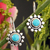 Turquoise drop earrings, 'Aztec Star' - Fair Trade Sterling Silver Natural Turquoise Earrings thumbail