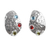 Multi-gemstone button earrings, 'Taxco Harmony' - Taxco Silver Button Multigem Earrings (image 2a) thumbail