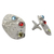 Multi-gemstone button earrings, 'Taxco Harmony' - Taxco Silver Button Multigem Earrings (image 2c) thumbail