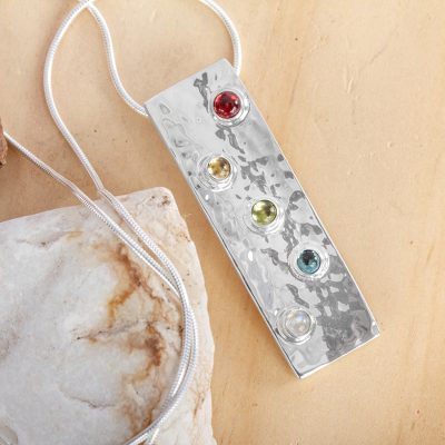 Multi-gemstone pendant necklace, 'Taxco Harmony' - Women's Modern Sterling Silver Multigem Citrine Necklace