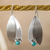 Turquoise drop earrings, 'Taxco Flora' - Unique Sterling Silver Natural Turquoise Leaf Earrings thumbail