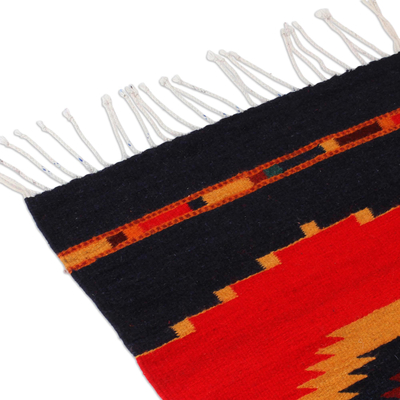 Zapotec wool rug, 'Reflections' (2x3.5) - Handcrafted Zapotec Red and Blue Area Rug (2x3.5)