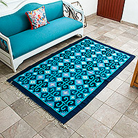 Zapotec wool rug, 'Seashells' (4x6.5)