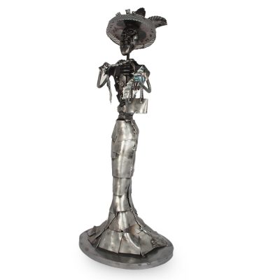 Auto part sculpture, 'Rustic Catrina II' - Auto part sculpture