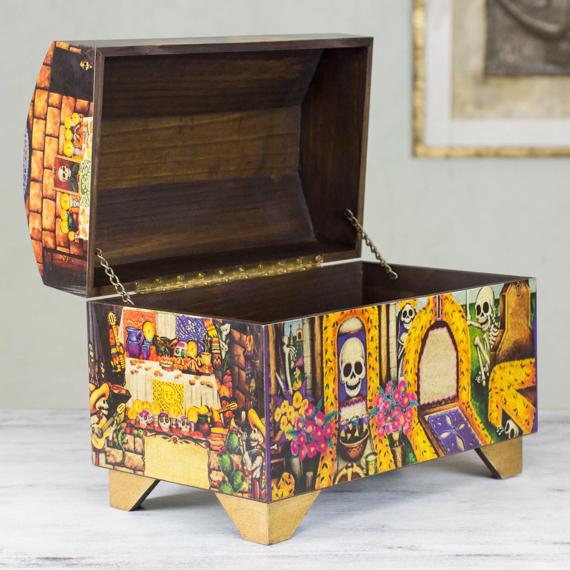 Decoupage Chest Day Of The Dead Novica Decoupage Chest Day Of The Dead