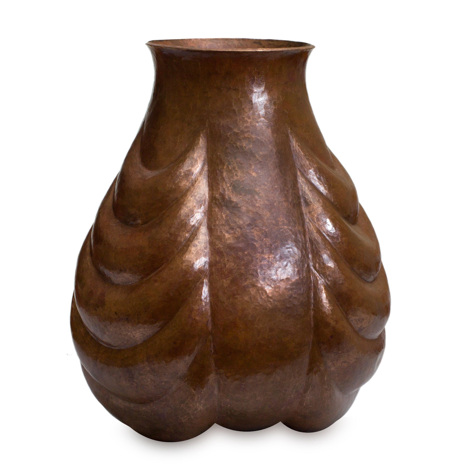 Unique Decorative Hammered Copper Vase Handmade in Mexico Waves NOVICA