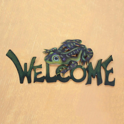Steel welcome sign, Frog Prince