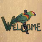 Bird Motif Steel Welcome Sign Outdoor Living, 'Perky Parrot'
