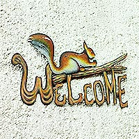 Featured review for Steel welcome sign, Busy Squirrel