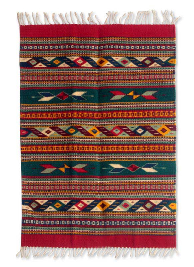Zapotec Area Rug (2x3.5) in Red and Green