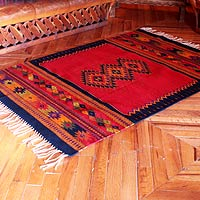 Zapotec wool rug, 'Spirit Vision' (4x6.5)