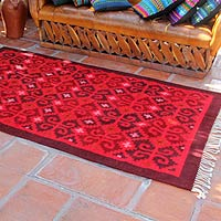 Zapotec wool rug, 'Scarlet Seashells' (4.5x6.5) - Zapotec wool rug (4.5x6.5)
