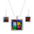 Dichroic art glass jewelry set, 'Summer Abstract' - Unique Modern Art Glass Pendant Jewelry Set from Mexico thumbail