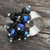Dichroic art glass cocktail ring, 'Acapulco' - Sterling Silver Glass Bead Cluster Ring thumbail