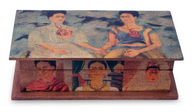Decoupage box, 'Two Fridas' - Collectible Frida Wood Decorative Box