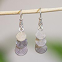 Modern Mexico Handmade Silver Dangle Earrings - Flowing Spirals | NOVICA