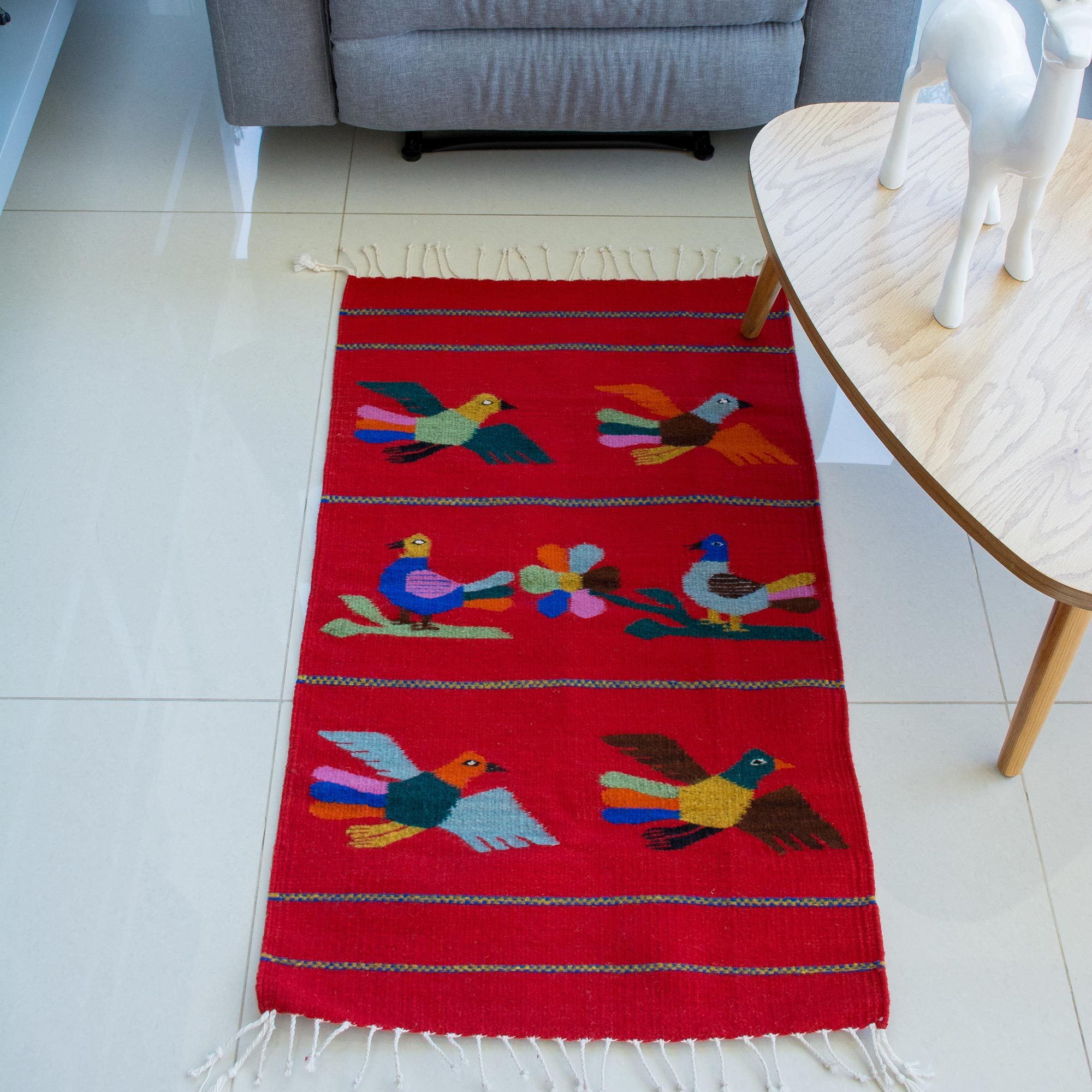 UNICEF Market Handcrafted Mexican Zapotec Wool Bird Theme Area Rug