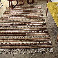 Zapotec wool rug, 'Gray Sky' (5x7.5) - Zapotec wool rug (5x7.5)