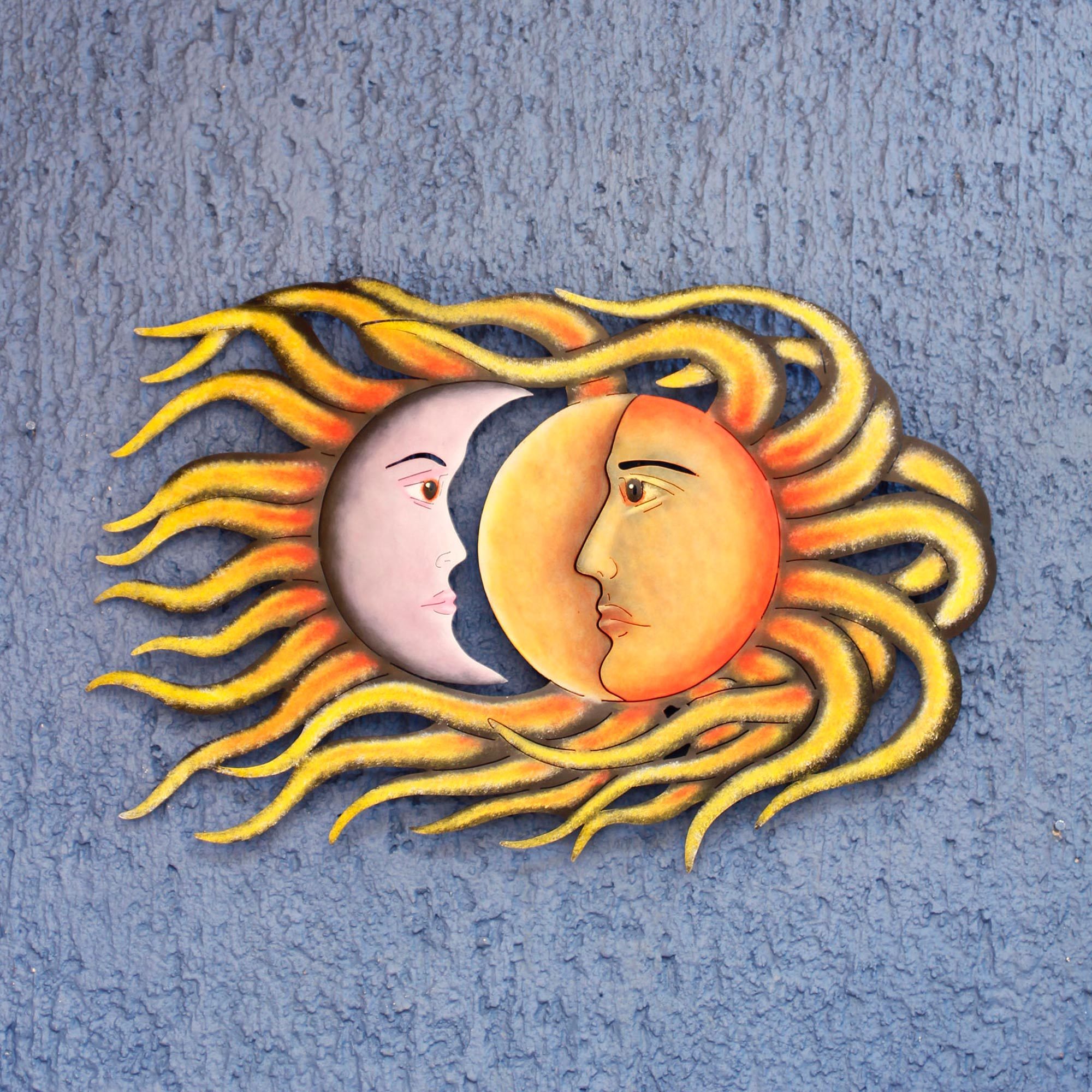 UNICEF Market Sun and Moon Handcrafted Steel Wall Sculpture from