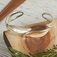 Sterling silver cuff bracelet, 'Alliance' - Sterling silver cuff bracelet