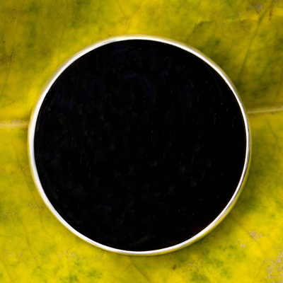 Großer Obsidian-Cocktailring - Übergroßer mexikanischer Cocktail-Obsidian-Ring aus feinem Silber