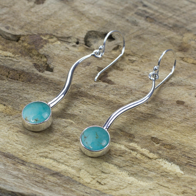 Turquoise drop earrings, 'Taxco Eclipse' - Turquoise drop earrings